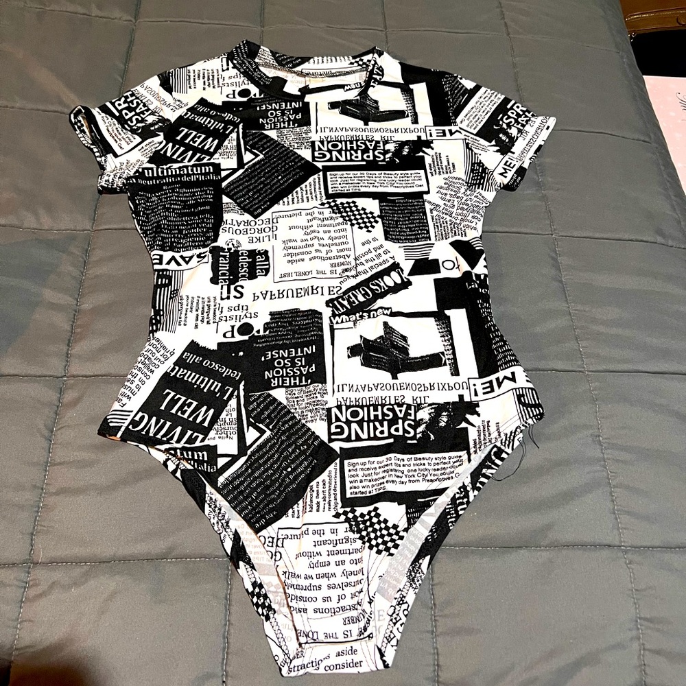 Newspaper bodysuit tee